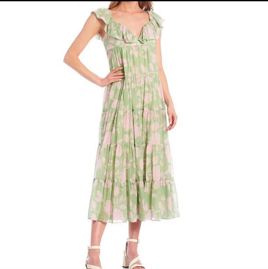 Antonio Melanisabrina Floral Sleeveless Empire Waist Midi Swing Dress